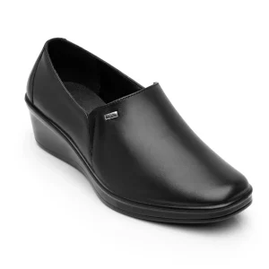 Zapato Mocasín Tacón Cuña Para Dama Flexi 136707 Negro
