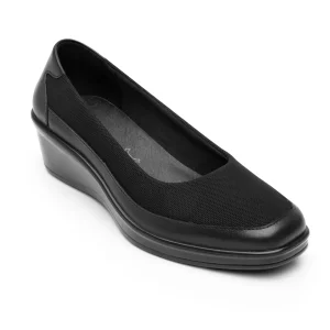 Zapato Balerina Tacón Cuña Para Dama Flexi 136702 Negro