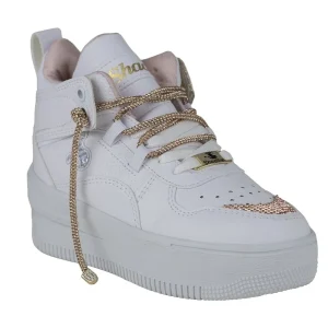 Tenis Urbano Plataforma Dama Shadow 3003 Blanco Oro Rosado