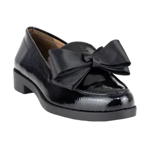 Mocasín Con Moño Para Dama Salamandra 323-3997-A Charol Negro