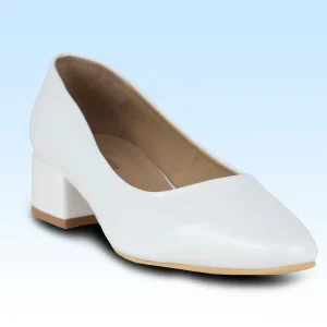 Zapatilla Tacón Bajo Semi Vestir Para Dama Víctor Peraza MC09 Charol Blanco