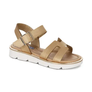 Sandalia Coqueta para niña en sintético oro Duna con hebilla