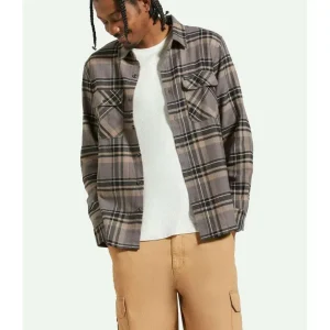Camisa Brixton Bowery L/S Flannel Charcoal Black Cinder Grey