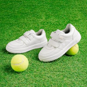 Tenis escolar Audaz para niño en piel blanco Raptor con doble tira de contacto