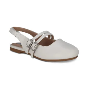 Balerina Coqueta para niña en sintético blanco Praga con hebilla doble.