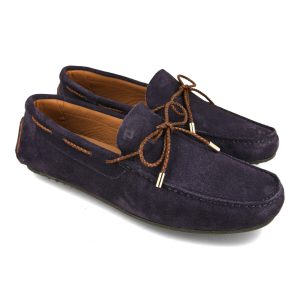 Mocasines Hombre Serraje Azul Marino con Lazo