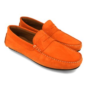 Mocasines hombre serraje naranja Antifaz