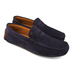 Mocasines hombre serraje azul marino antifaz