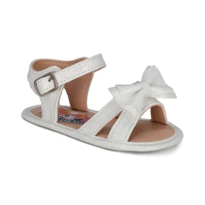 Sandalia Coqueta para niña en sintético perla Eredi con detalle de moño.