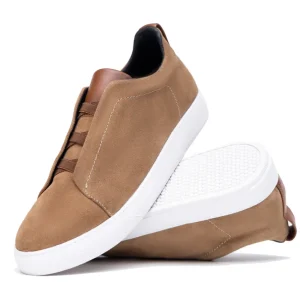 Sneakers Gamuza Beige Sin Cordones