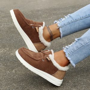 Zapatos de invierno para mujer con forro de pelo, cálidos y cómodos