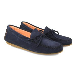 Mocasines mujer azul marino con lazo
