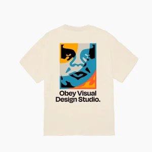 OBEY CLOTHING VISUAL DESIGN STUDIO CLASSIC T-SHIRT CREAM 165264305-CRM