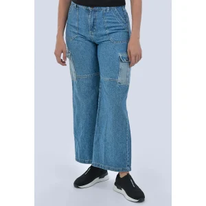 Jeans Wide Leg Azul Mujer