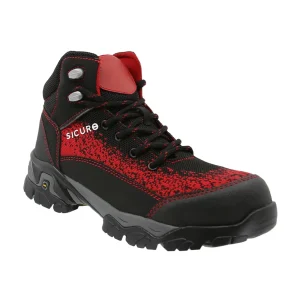 Bota De Seguridad Sicuro Forte SF88 Negro Rojo Caballero