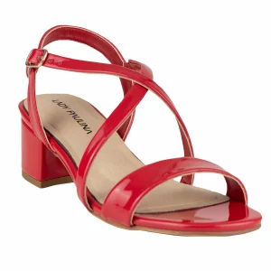 Sandalia Con Tacón Para Dama Lady Paulina 38602 Charol Rojo